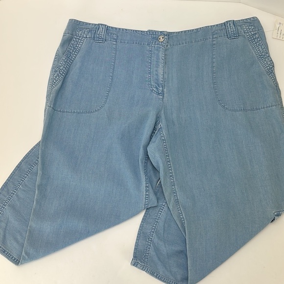 Villager Chambray Wide leg Cropped Pants 18 Tencel Blend Pockets Flowy C… - Picture 14 of 14